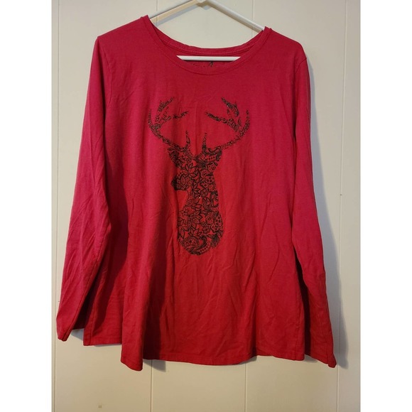 Hanes Shirt Women's Size 2XL Long Sleeve Round Neck Deer Design Tee (AG) - Picture 1 of 7